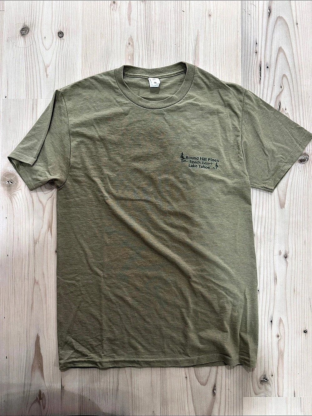 Jerzees Olive Green Short Sleeve Tee Size Small- Lake Tahoe round hill